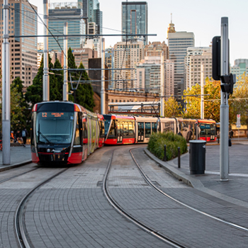 image of a tram in the city